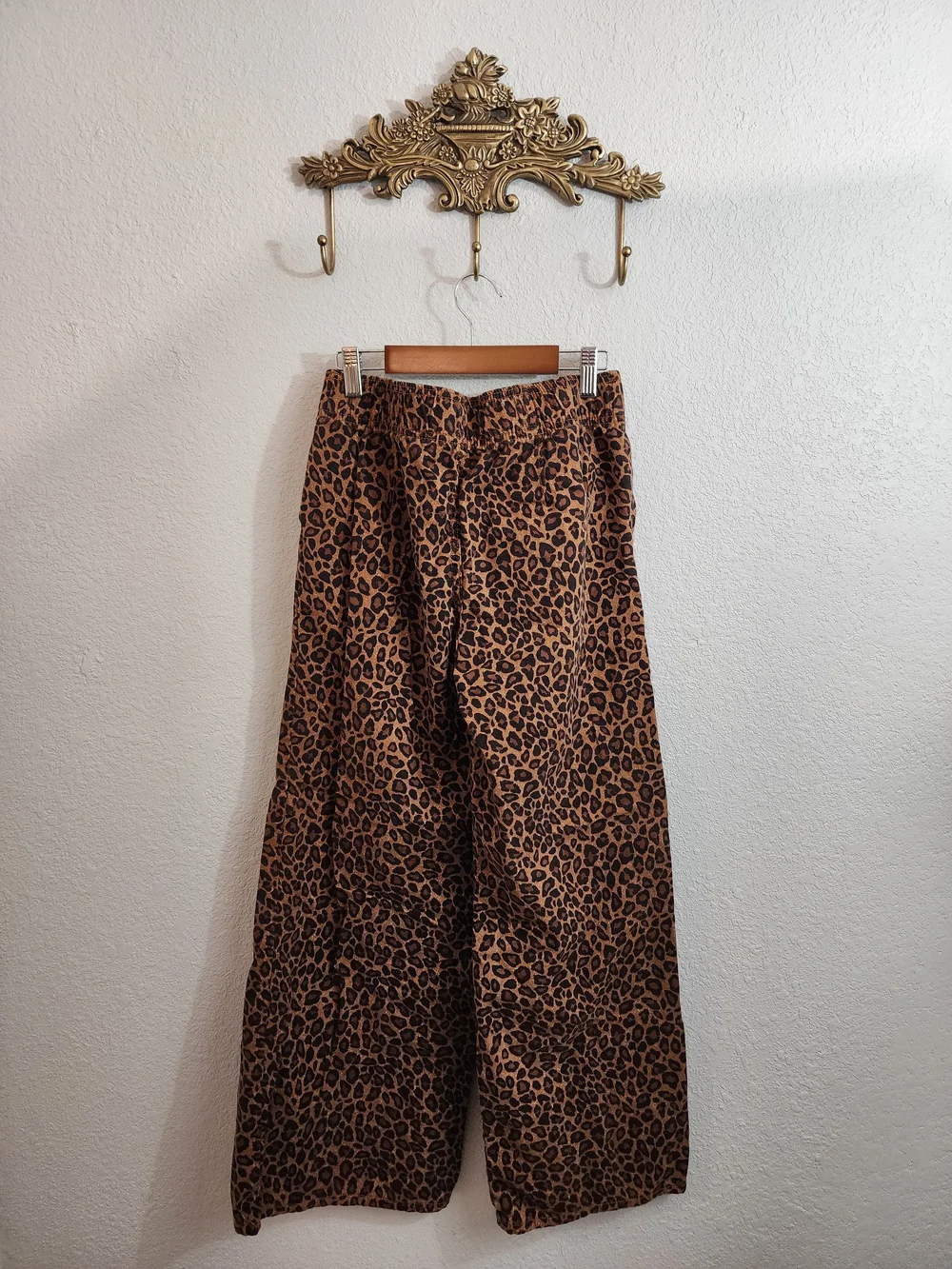 Old Navy Girls High-Rise Baggy Wide Leg Pants Leopard Print XL 14-16